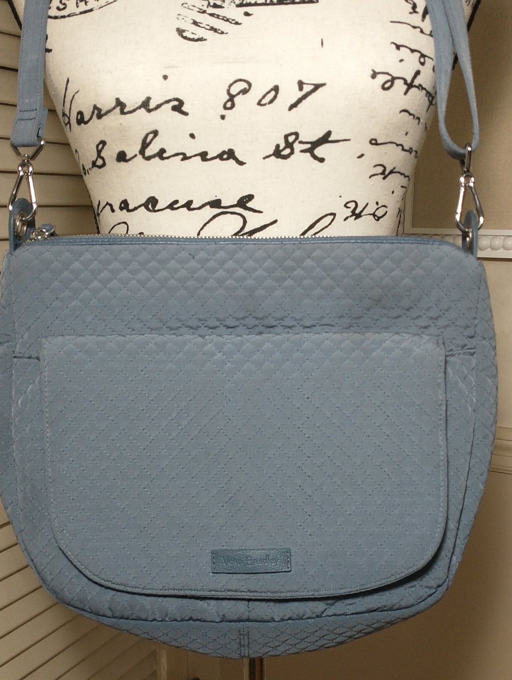 Vera Bradley Quilted Crossbody, Gray Blue, Gramcore, Cottage Core, Hippie